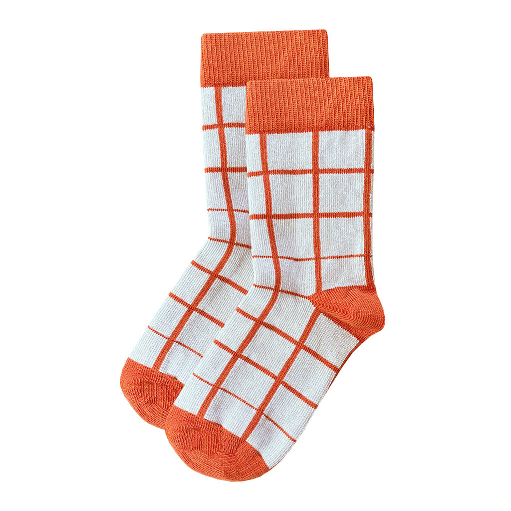 Socks Dusty Red Grid without packaging