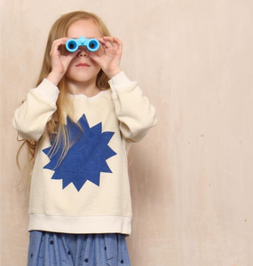 Sweater Star Print Blue Ecru