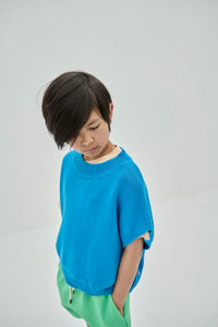 Top Knitted Boxy Bright Blue