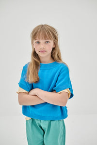 Top Knitted Boxy Bright Blue