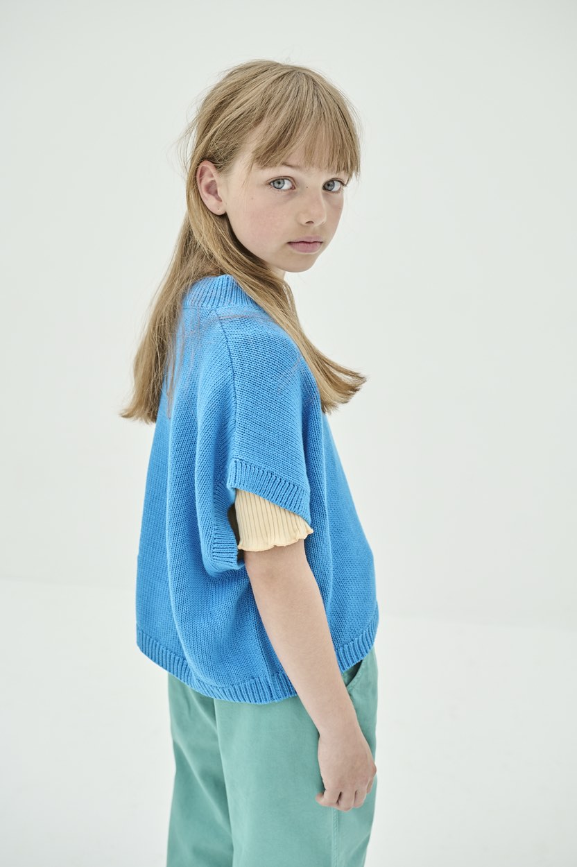 Top Knitted Boxy Bright Blue