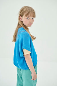 Top Knitted Boxy Bright Blue