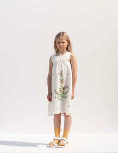 Dress Linen Cerisier Embroidered Off White