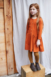 Button Dress Dark Ginger